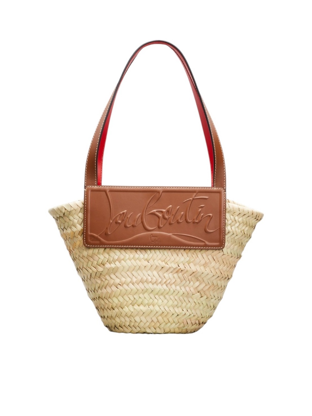 Christian Louboutin Loubishore Straw Tote with Tan Leather
